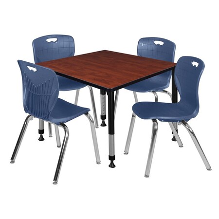 Regency Tables > Height Adjustable > Square Table & Chair Sets, 30 W, 30 L, 23-35 H, Cherry TB4242CHAPBK40NV